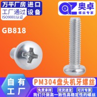 廠家現(xiàn)貨304不銹鋼十字圓頭機螺釘 盤頭螺絲圓頭機釘M3機牙螺絲釘
