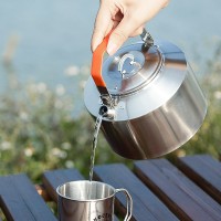 戶外不銹鋼燒水壺咖啡壺野營茶壺便攜式野外露營裝備工廠批發(fā)價