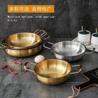不銹鋼韓式海鮮干鍋 拉面鍋一人一鍋部隊火鍋金色雙耳網紅泡面鍋